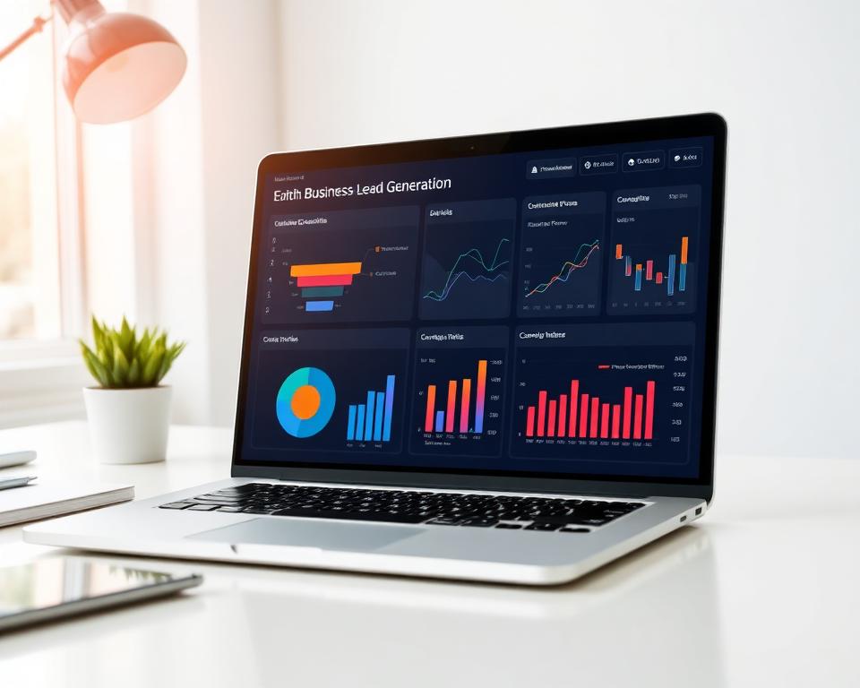 Dashboard analityczny z wykresami lejka sprzedażowego i metrykami wzrostu